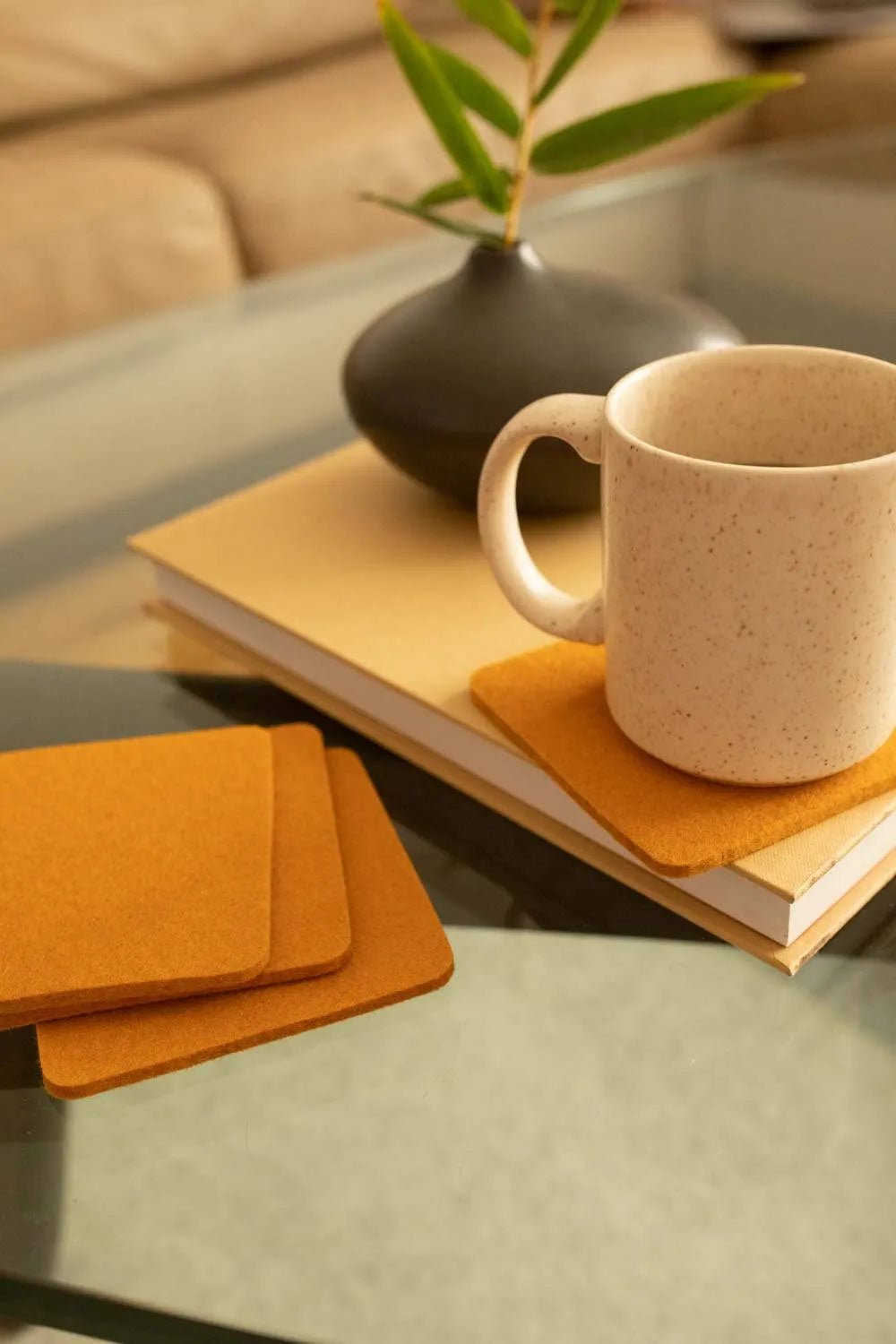 Graf Lantz · Bierfilzl Merino Wool Felt Square Coaster 4 - Pack · Turmeric | socius design in Rochester, MN
