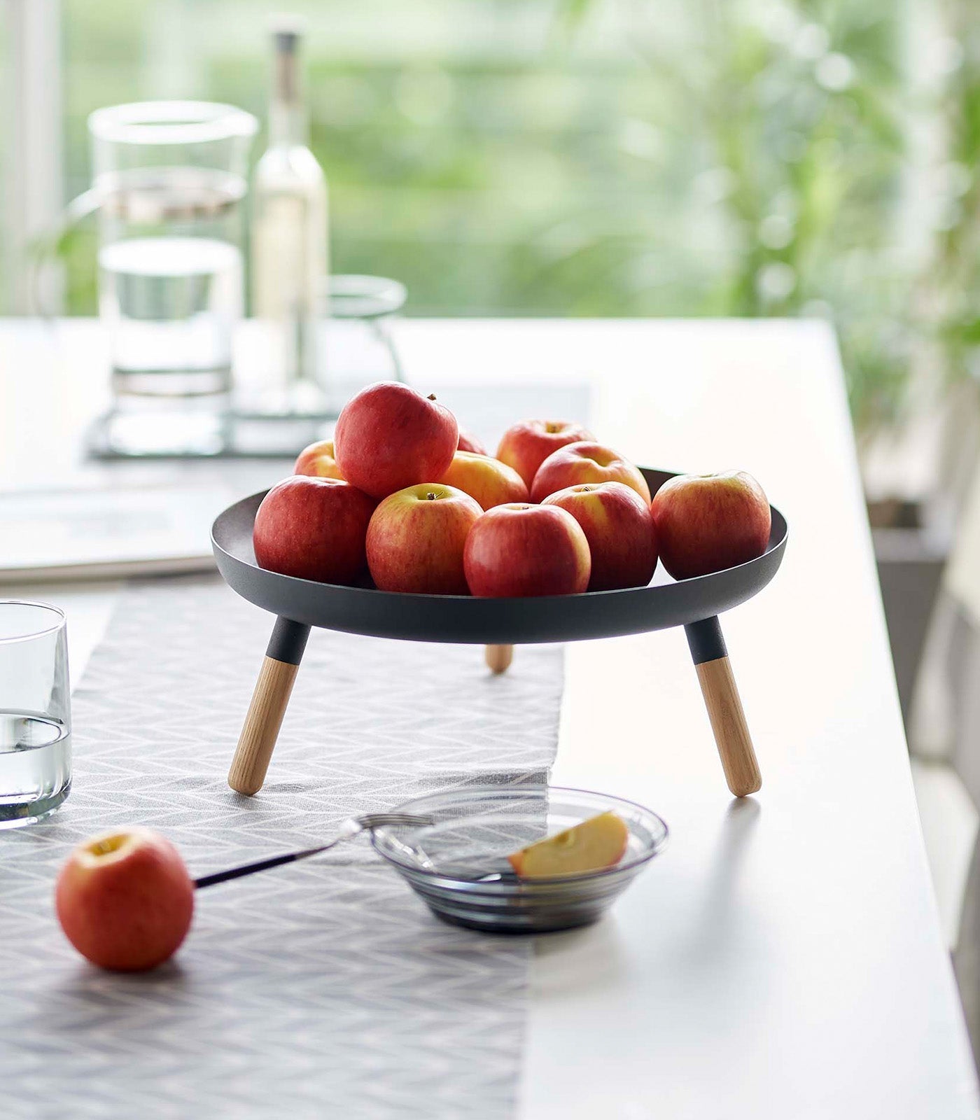 Yamazaki Home · Countertop Pedestal Tray (5" H) · Steel + Wood | socius design in Rochester, MN
