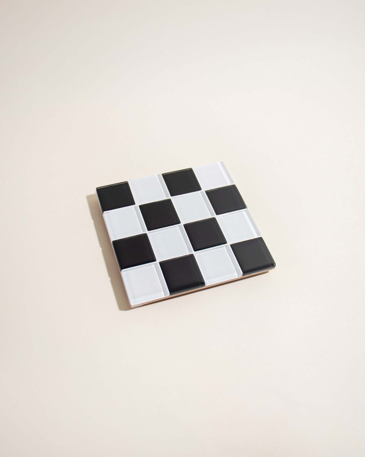 Subtle Art Studios · Glass Tile Coaster · Black + White Checkered | socius design in Rochester, MN