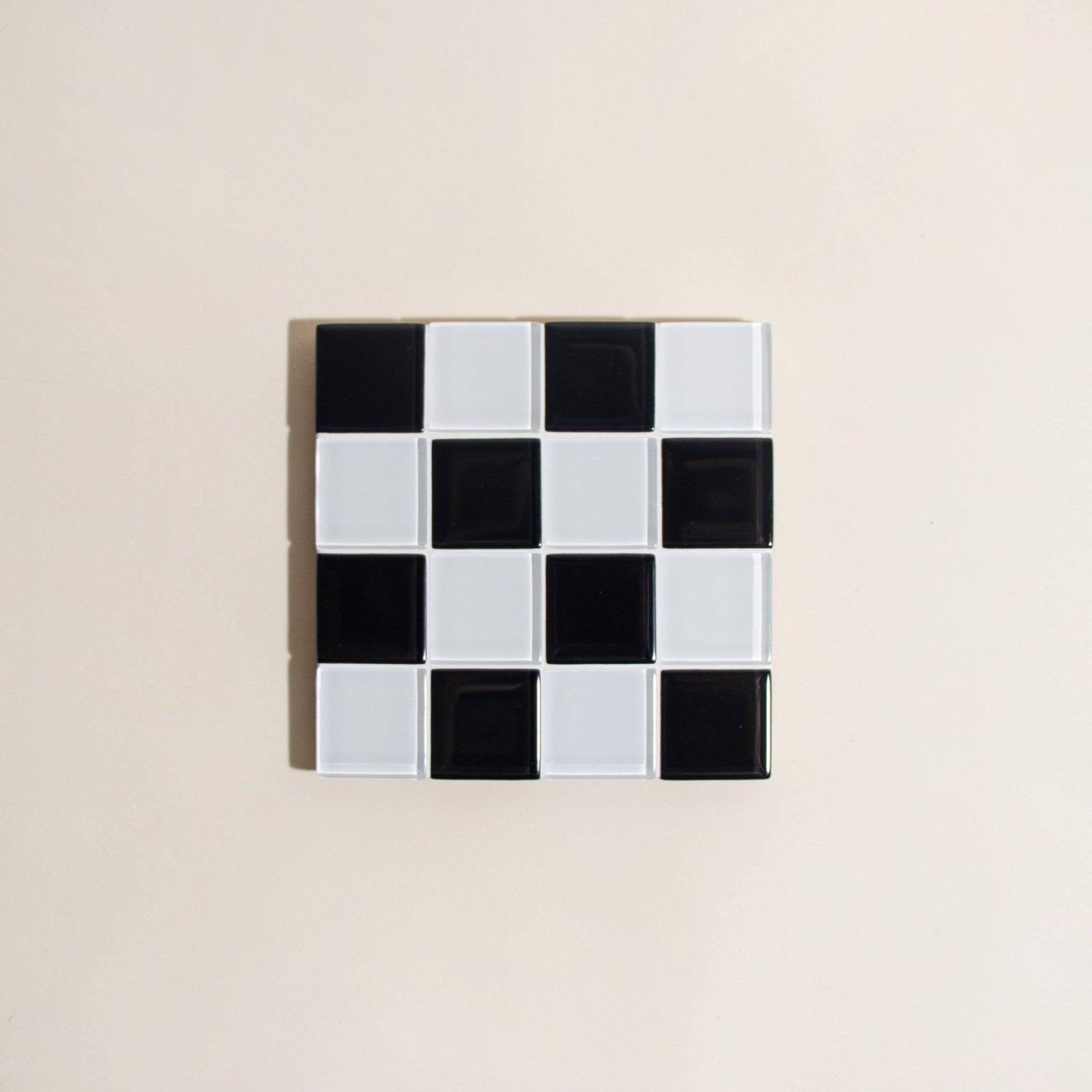 Subtle Art Studios · Glass Tile Coaster · Black + White Checkered | socius design in Rochester, MN