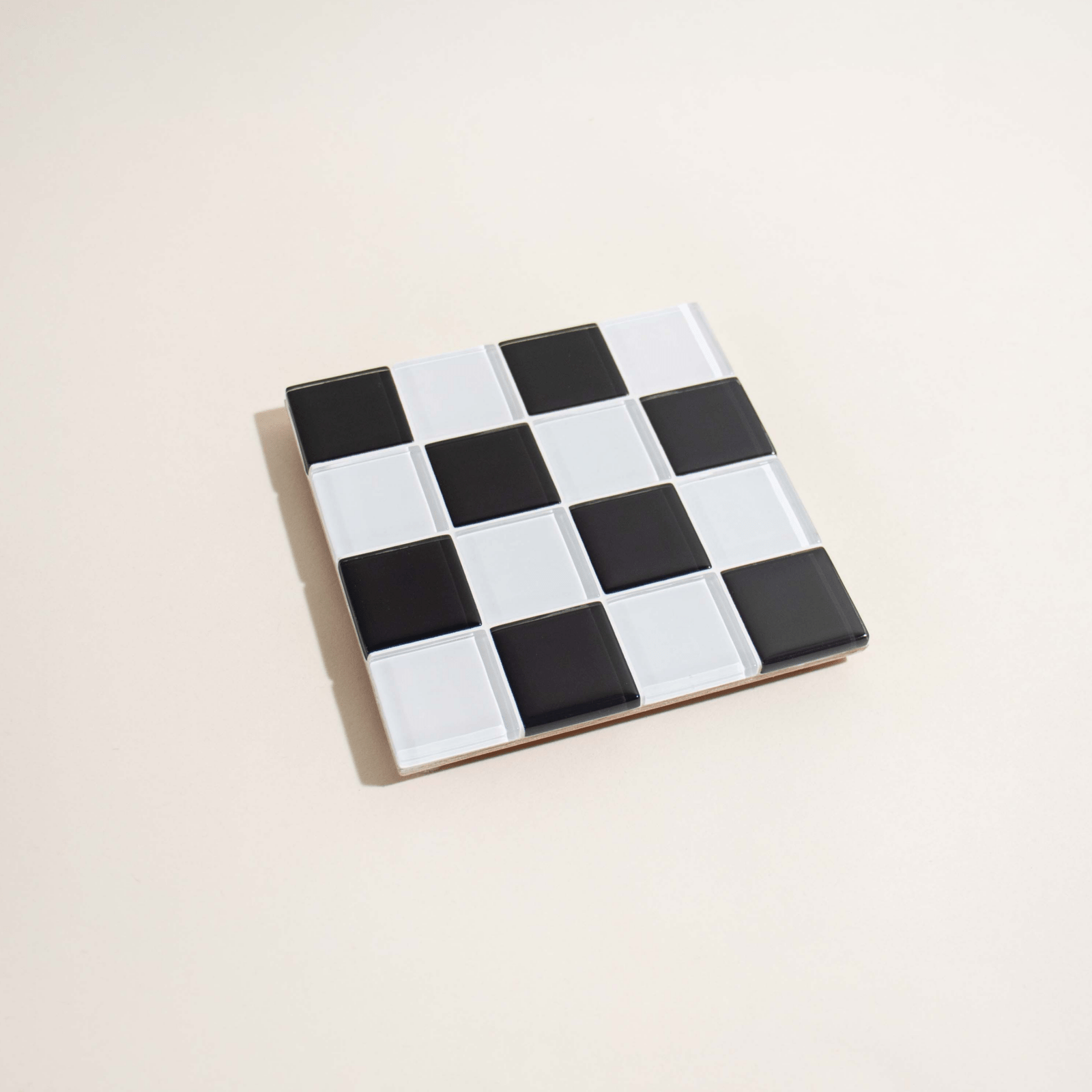 Subtle Art Studios · Glass Tile Coaster · Black + White Checkered | socius design in Rochester, MN