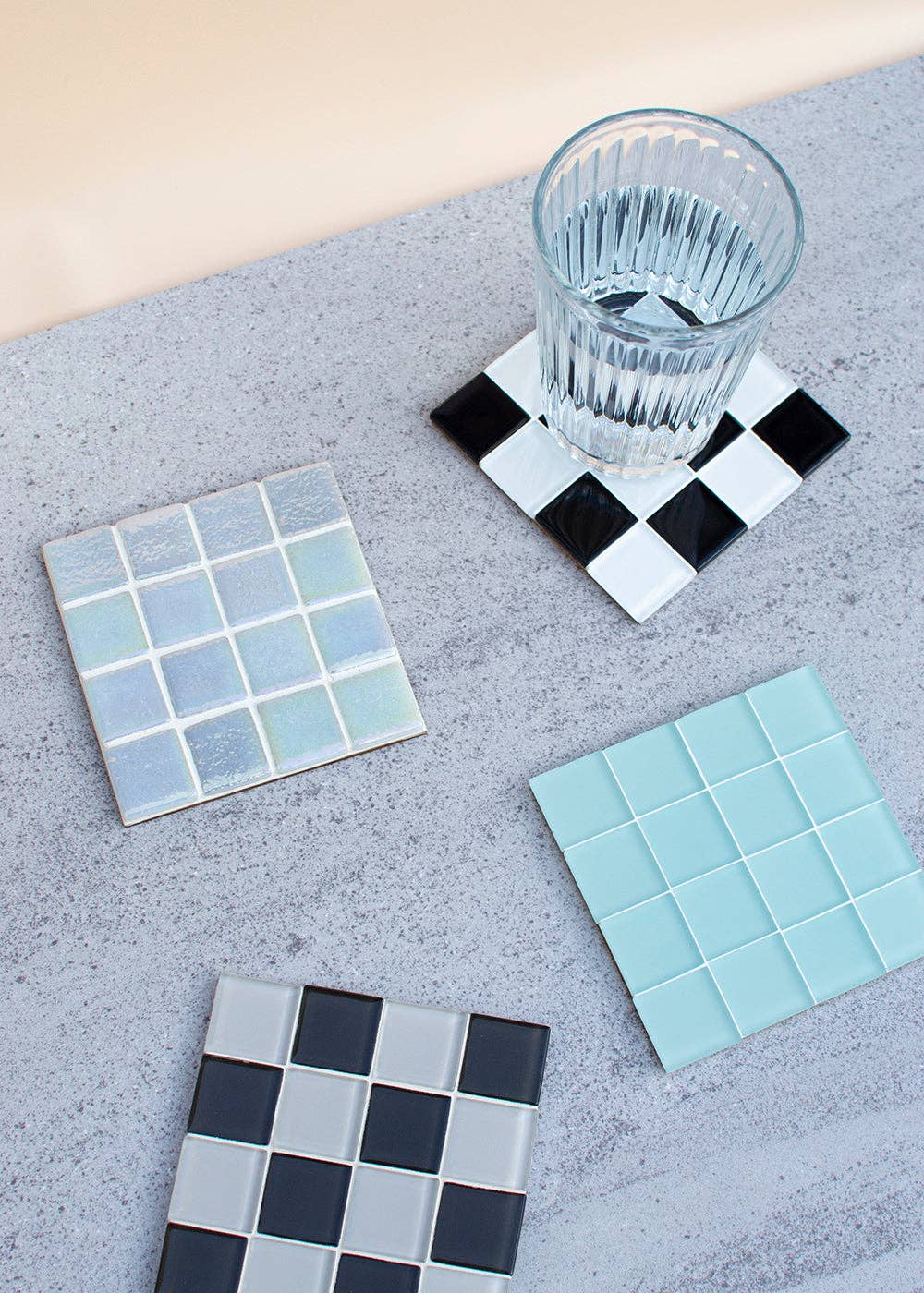Subtle Art Studios · Glass Tile Coaster · Black + White Checkered | socius design in Rochester, MN