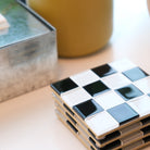 Subtle Art Studios · Glass Tile Coaster · Black + White Checkered | socius design in Rochester, MN
