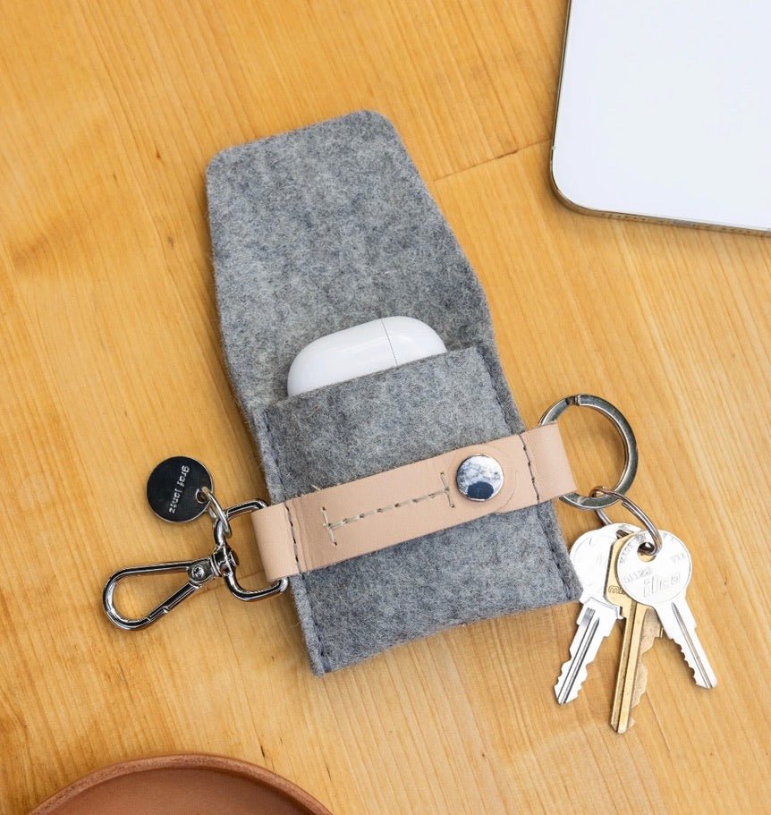 Graf Lantz · Graf Lantz Merino Wool Felt Pod Key Fob · Granite/Natural | socius design in Rochester, MN