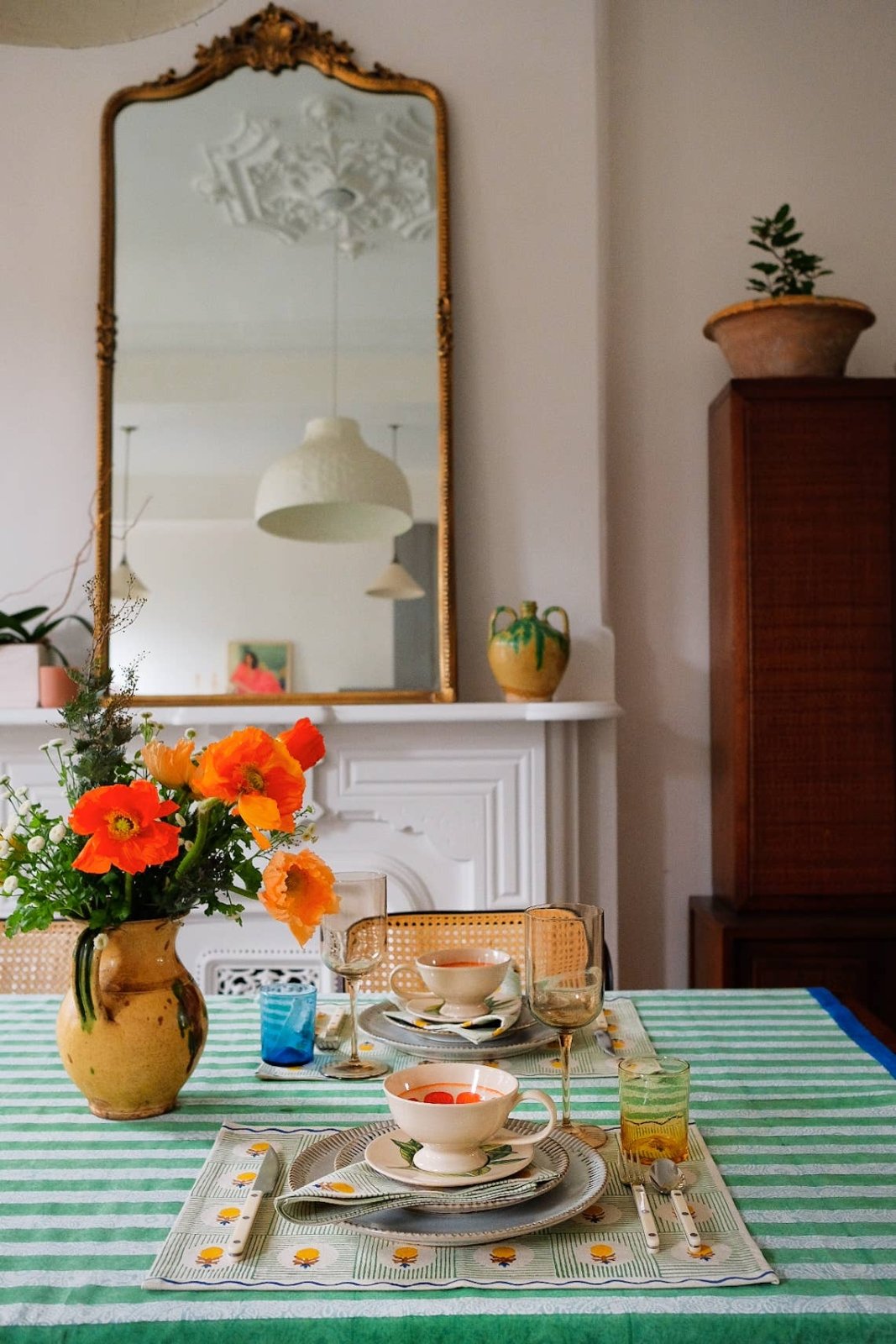 Soil to Studio · Maya Hand Block - Printed Cotton Tablecloth · Mint Green · 60x110" | socius design in Rochester, MN