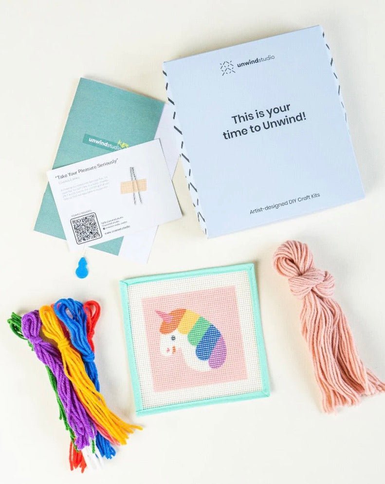 Unwind Studio · Rainbow Unicorn · Kids Needlepoint Kit · Unwind Studio | socius design in Rochester, MN