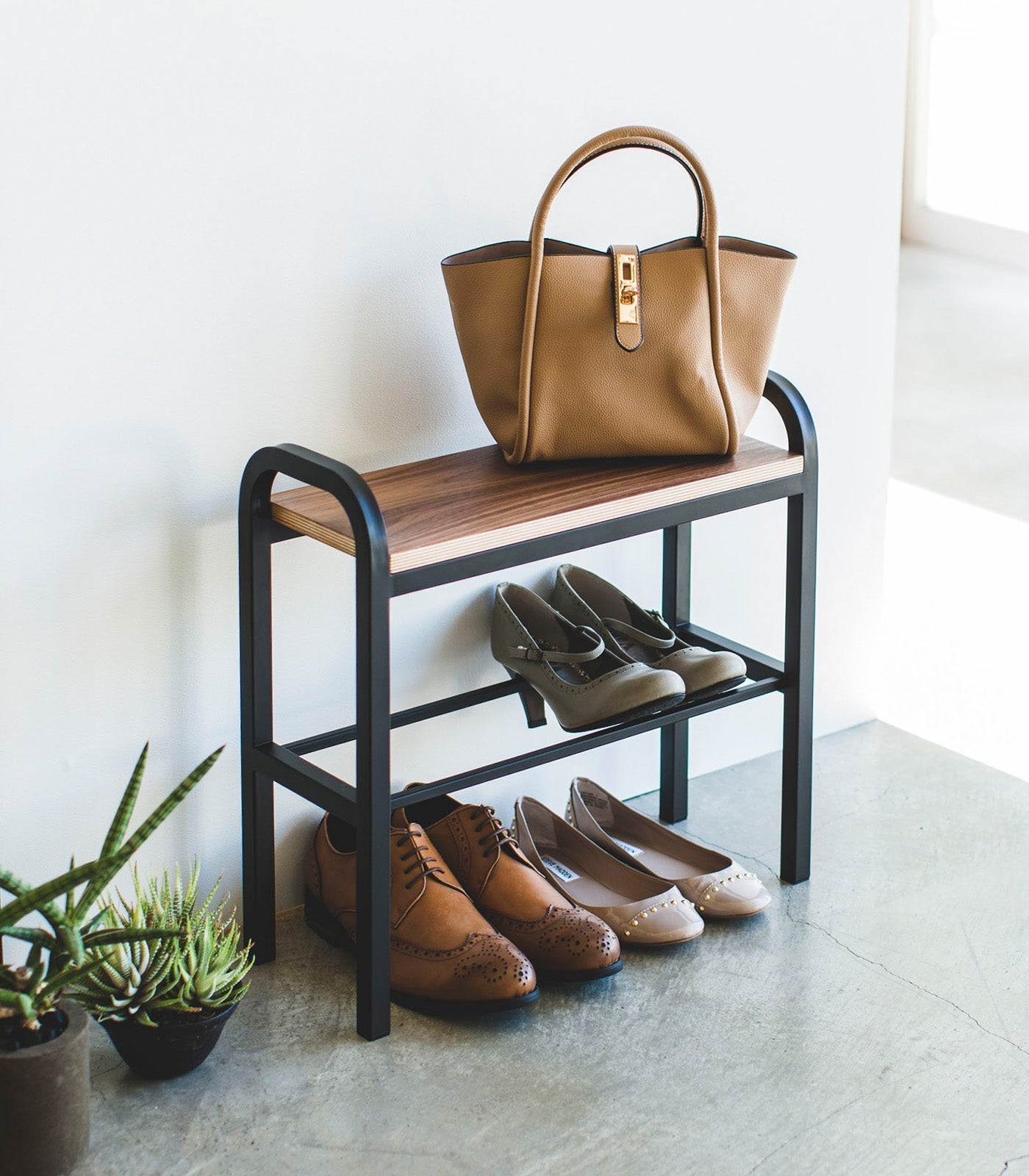 Yamazaki Home · Steel + Wood Shoe Organizer & Bench (18" H) · Yamazaki Home | socius design in Rochester, MN