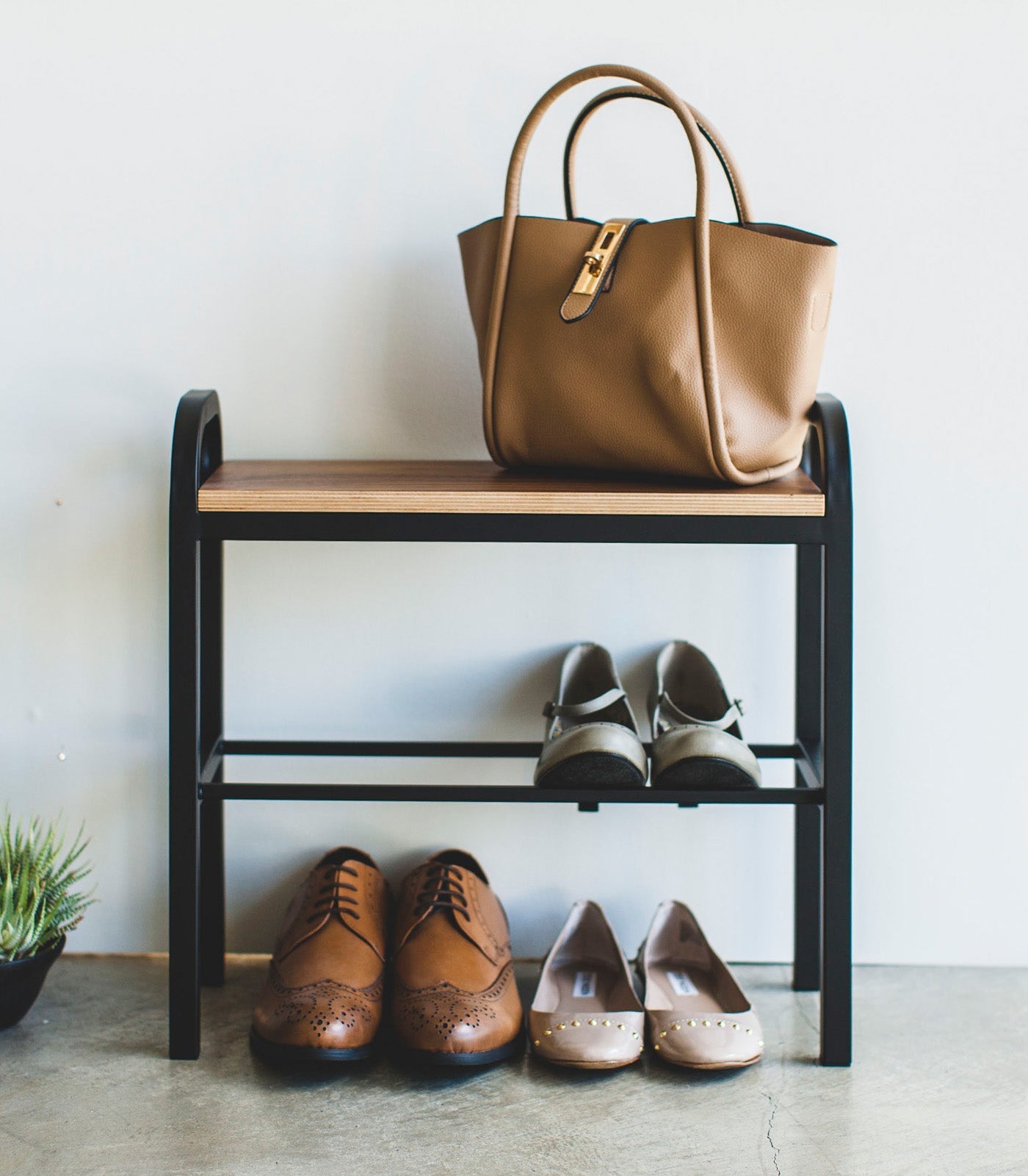 Yamazaki Home · Steel + Wood Shoe Organizer & Bench (18" H) · Yamazaki Home | socius design in Rochester, MN