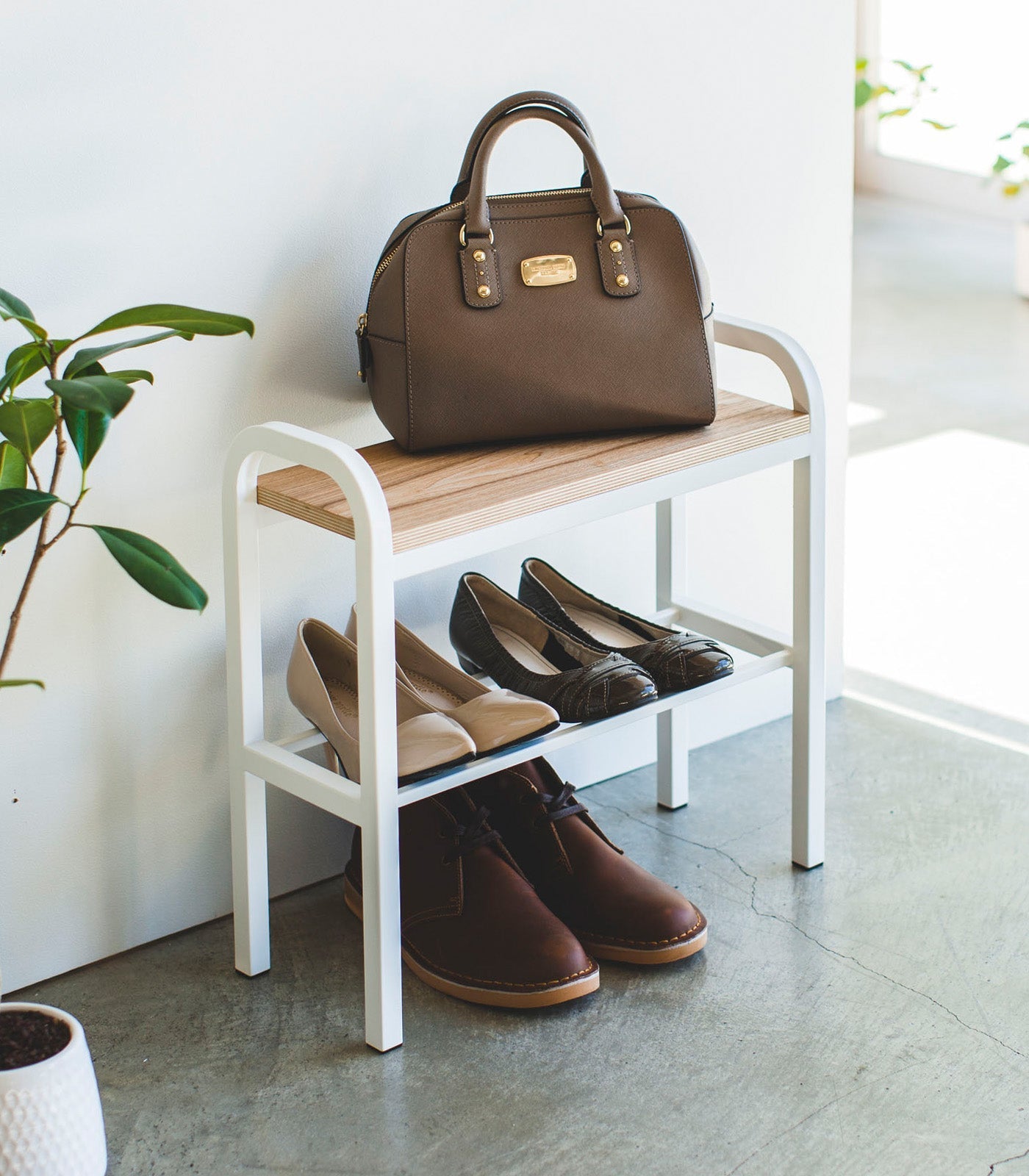 Yamazaki Home · Steel + Wood Shoe Organizer & Bench (18" H) · Yamazaki Home | socius design in Rochester, MN